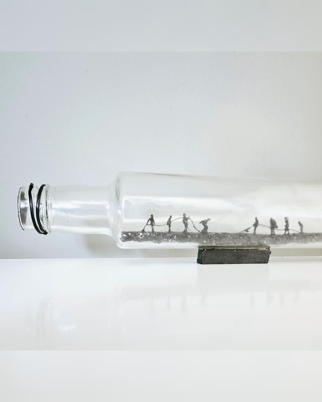 Tug Of War ECO Handmade Bottle Glass Miniature Table Decor