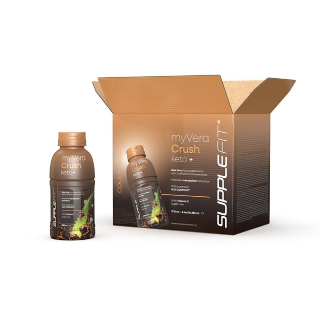 MyVera Crush Keto + | Nahrungsergänzungsmittel mit Koffein &‘ Süssungsmitteln in Einzelflaschen à 285ml (6-er Pack) 