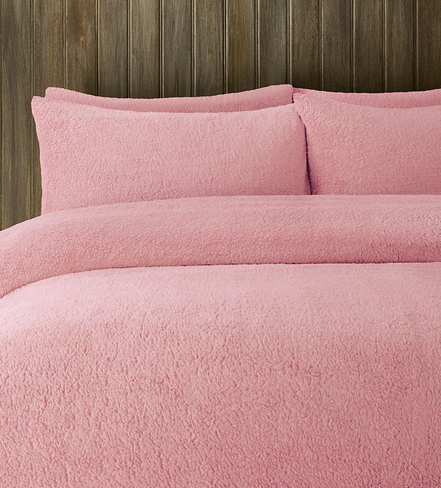 Light Pink Plain Teddy Finish Duvet Set - Single 