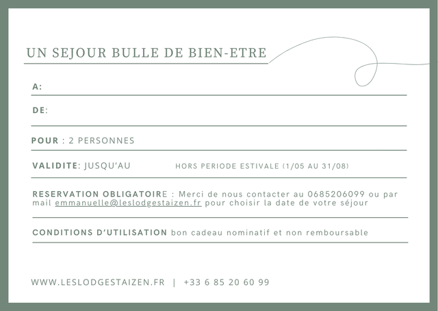 Bon Cadeau Séjour Bulle de Bien-être en LOFT