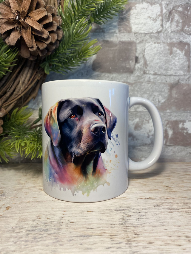 Watercolour Black Labrador Gift Mug/Coaster Set