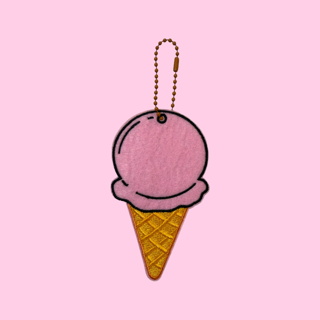 Friendship charm - Ice Cream (Pink) (w/ iron-on backing)
