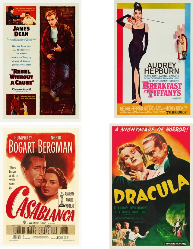 Gift pack 4 Vintage Movie Posters  (includes delivery)