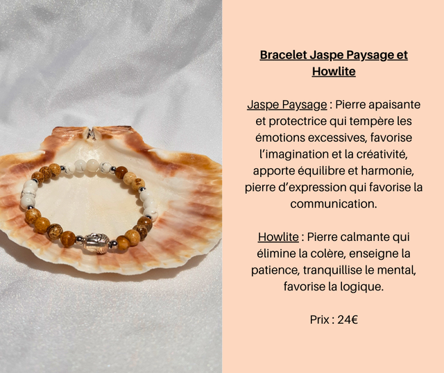 182- Bracelet Jaspe Paysage et Howlite