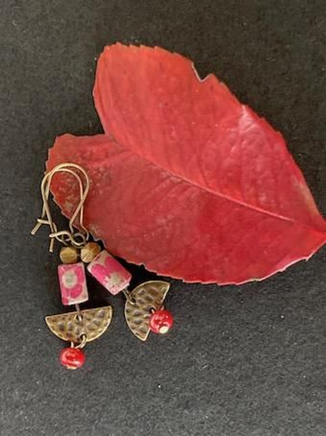 Boucles d'oreilles asymétriques "Eventail"