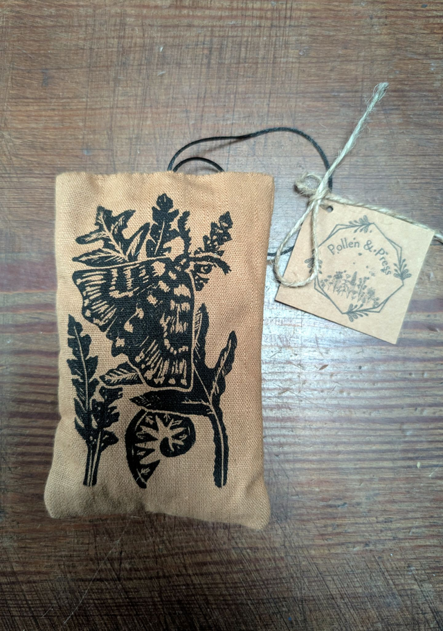 Lavender & Cedarwood Sachets - Original lino print moth