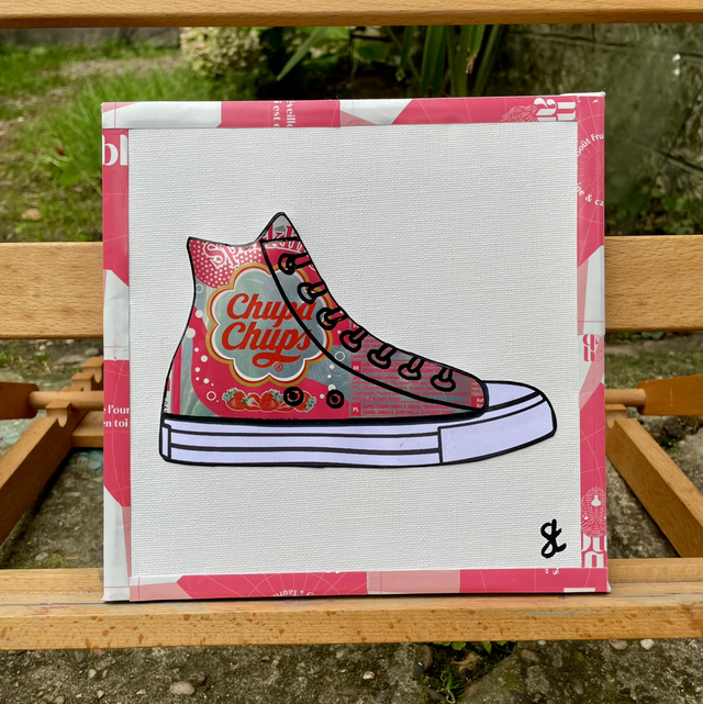 Tableau Basket converse vintage 20x20 cm