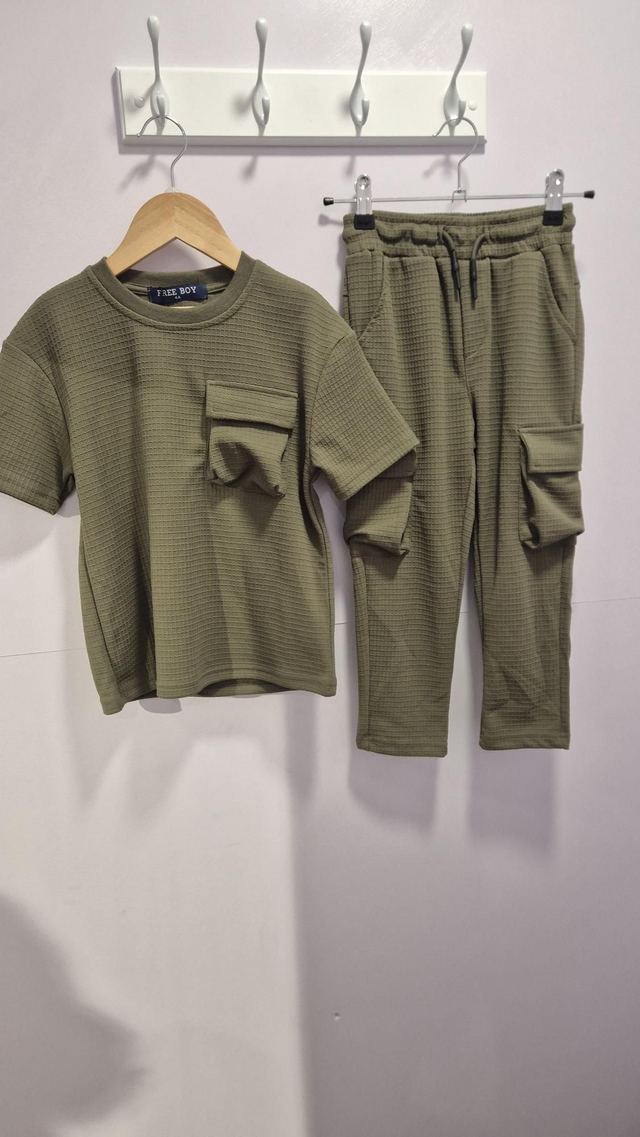 Waffle Texture T-Shirt &amp; Pants Set