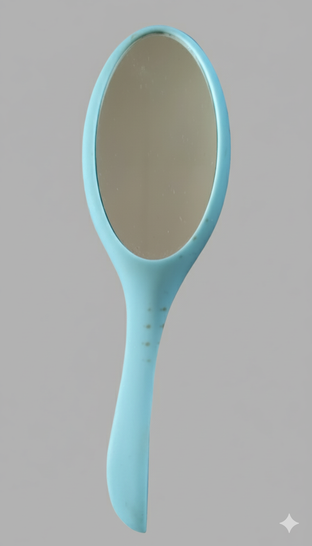 Miroir avec manche bleu clair