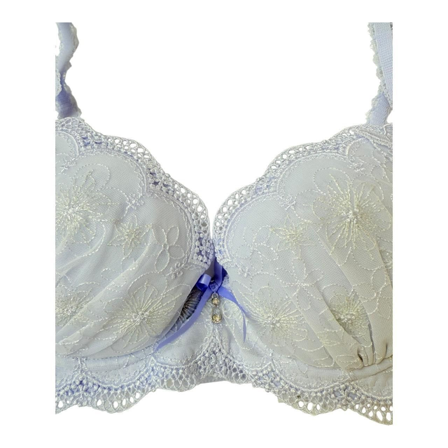 Periwinkle blue appliqué Japanese Bra UK 32B