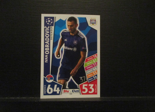 Ivan Obradovic - UEFA Champions League Match Attax 2017/18 Original Trading Card #274