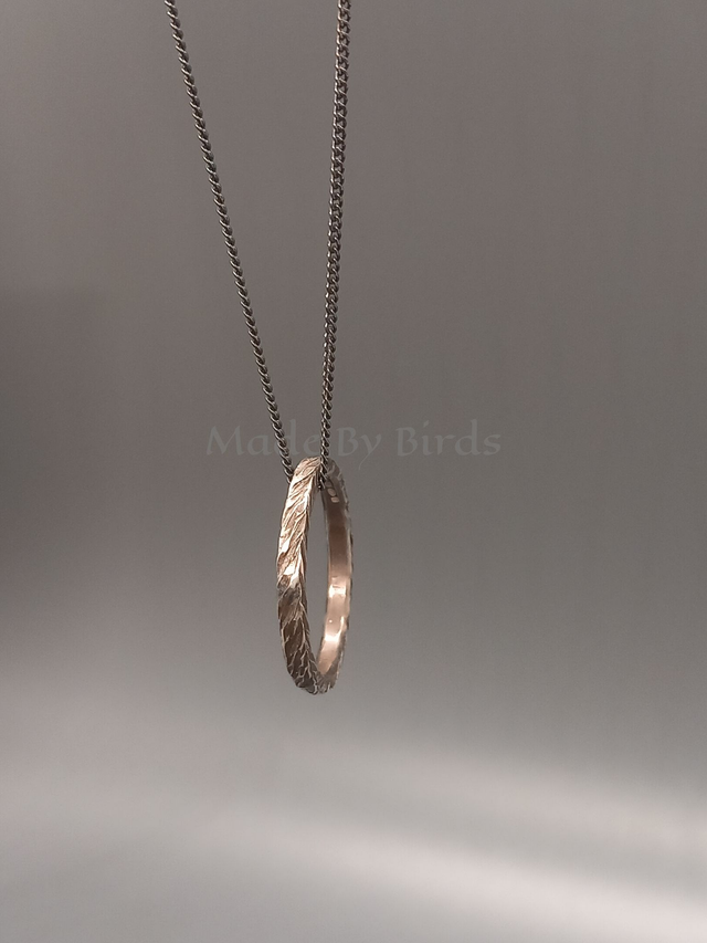 Darkened Sterling Silver Hammered Ring Necklace