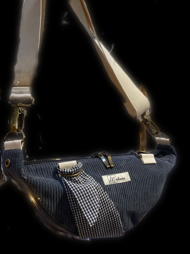 Sac Bahana velours gris souris