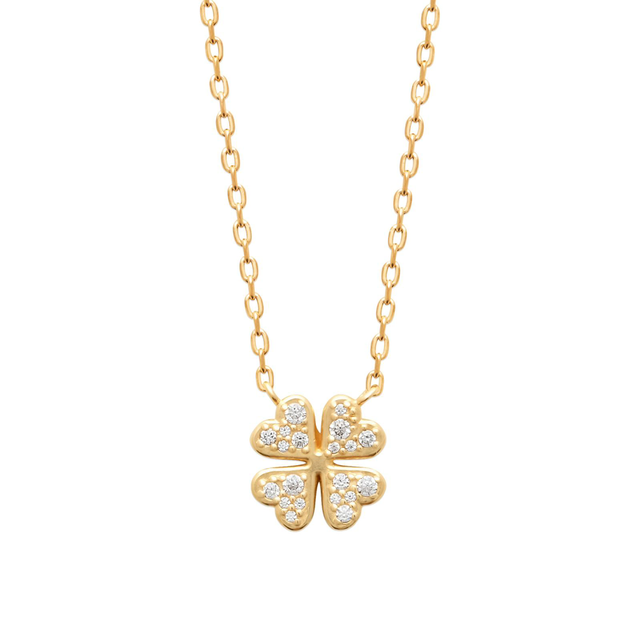 Collier trèfle zircons