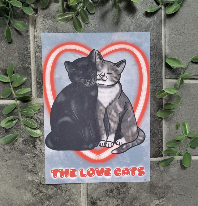 The Love Cats A4 Art Print – Textured Fine Art Paper (190gsm)