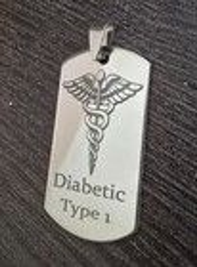 Stainless Steel Laser Engraved Diabetic Type 1 Tag