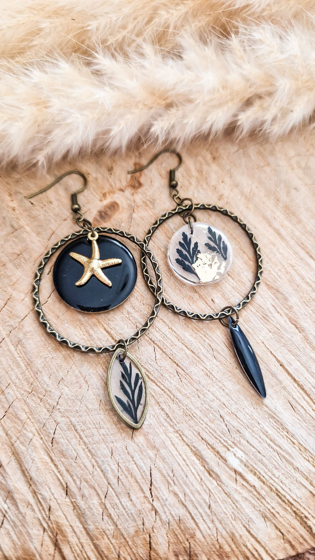 Boucles d'oreilles dépareillées "Les Maritimes" - Modèle unique