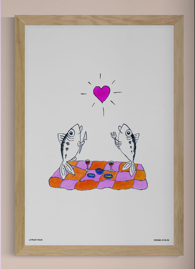 Le Pique-Nique – Carte postale illustrées de sardines
