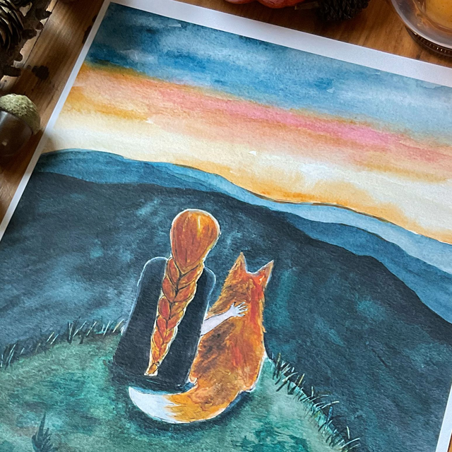 Amitié au coucher de soleil - affiche