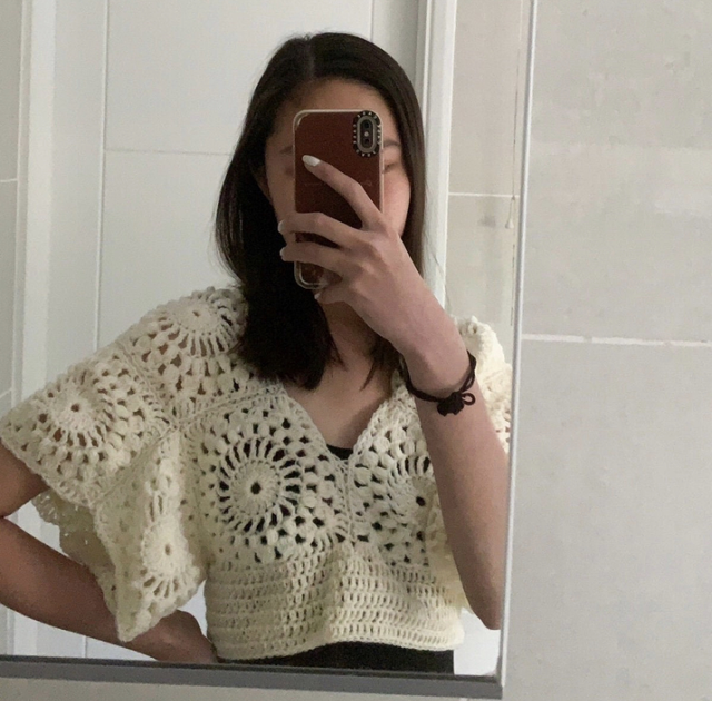 cream flare crop top 