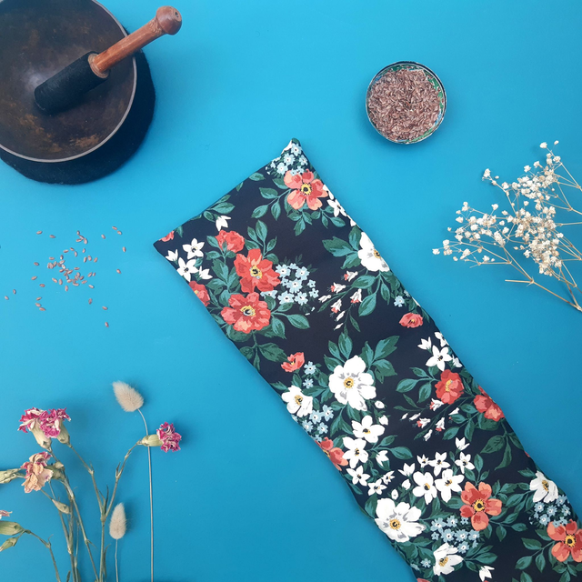 Bouillotte sèche aux graines de lin bio - Grande pour cervicales / Bouquet brun