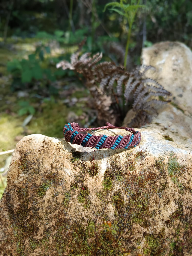 Bracelet bi colore marron et bleu 1 mm