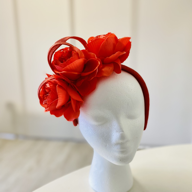 ❤️‍🔥Leanne coral rosebud hairband 
