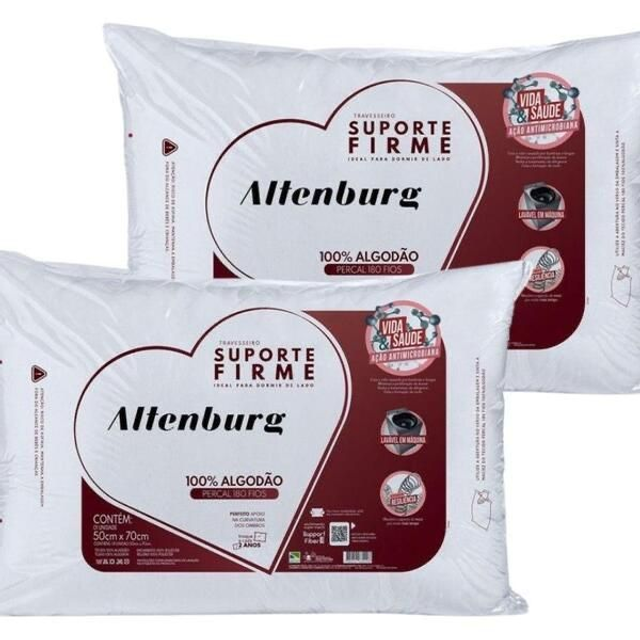 Travesseiro altenburg suporte firme 180 fios 50cm x 70cm