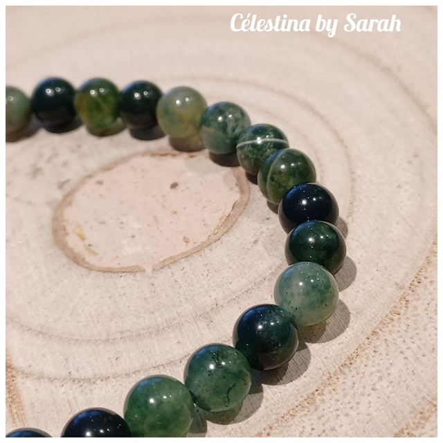 Braclet Agate Mousse 6mm Taille Dame