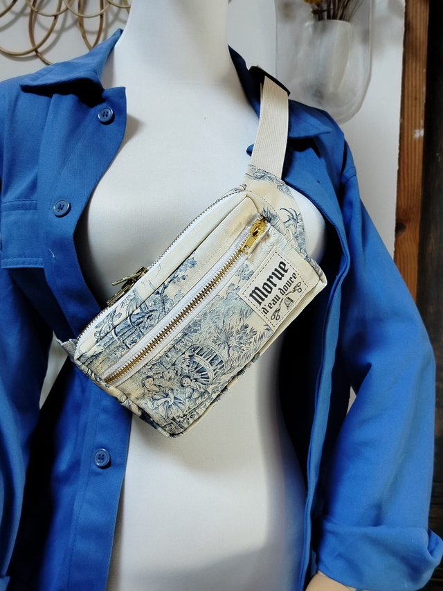 sac banane Pockette  toile de Jouy classique 