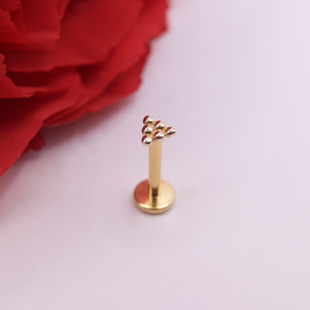 6 Bead Stud Or Jaune 120