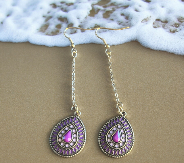 Boucles d'oreilles boheme violet