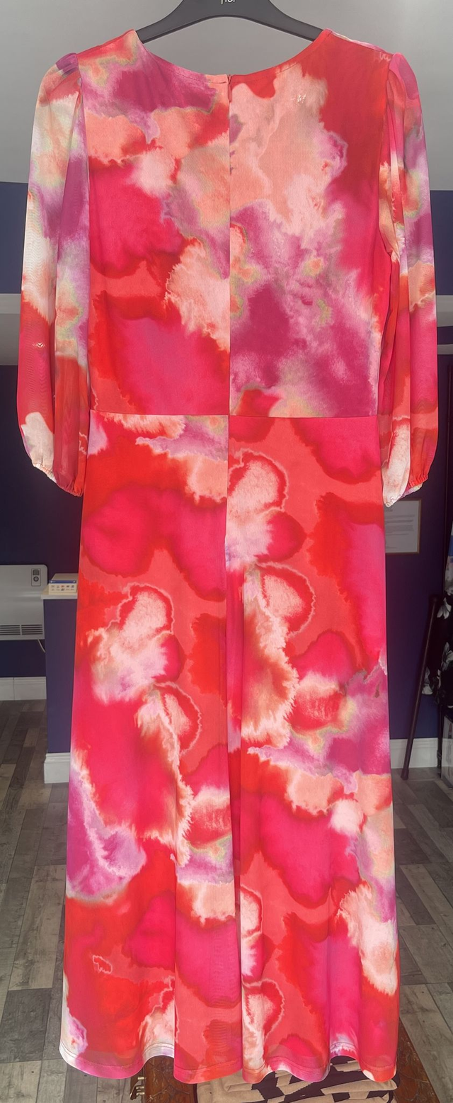 TIA Red Abstract Print Crossover Dress