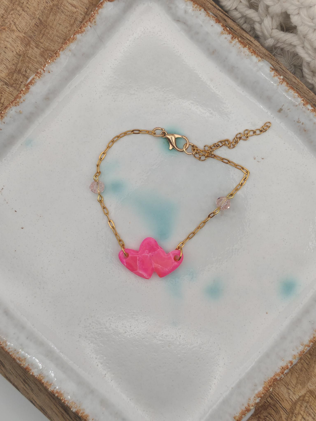 A Bracelet cœur duo et perles