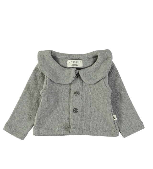 Petit Indi - cardigan grigio collo 