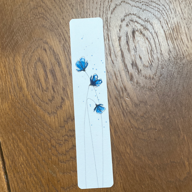 Marque-page Fleurs bleues 03