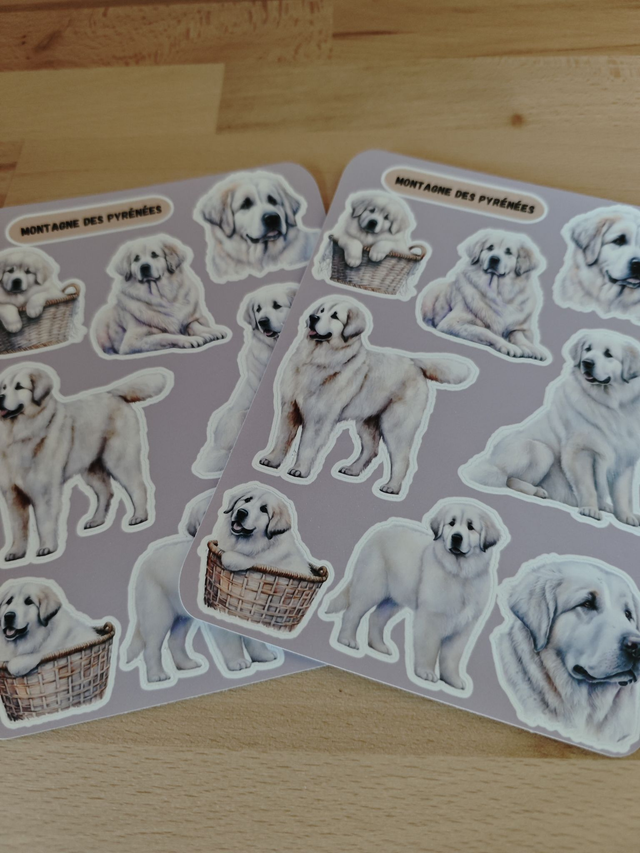Planche stickers Montagne des Pyrénées (Patou)