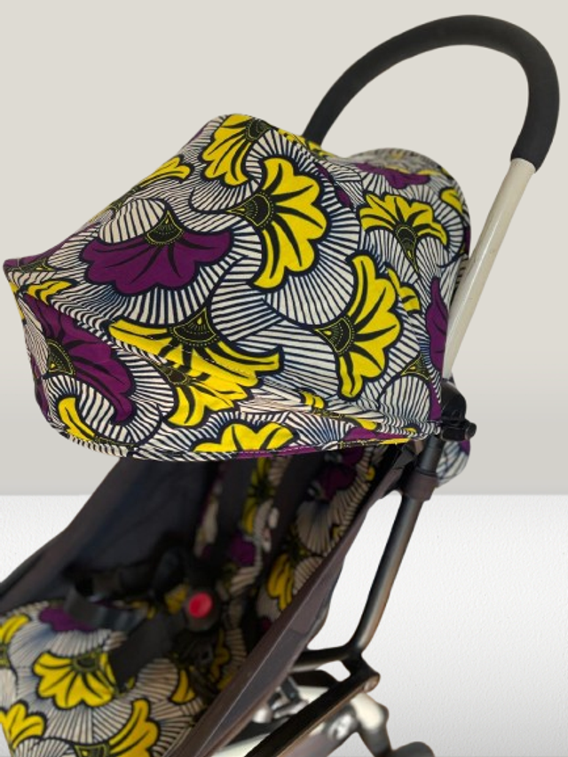 Habillage de poussette yoyo upcyclé - Fleur de mariage Jaune et violet