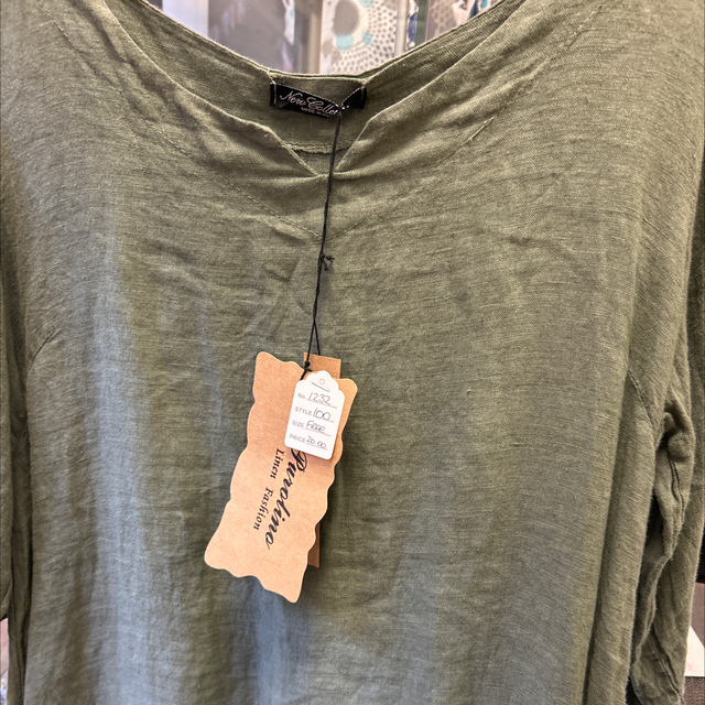 New Collection - Pure Linen - Green Dress - Free Size - 1232