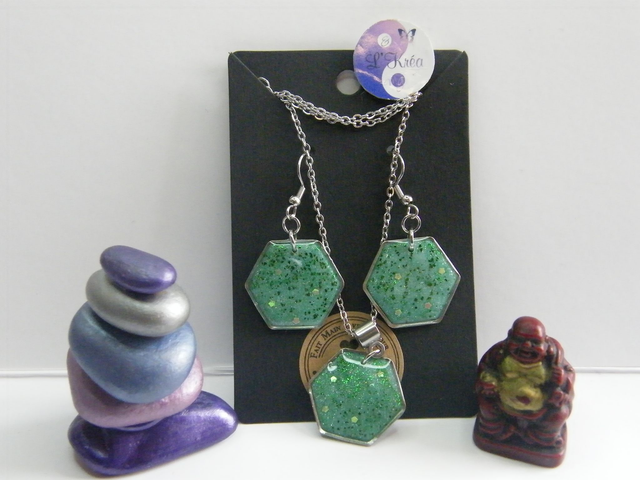 Hexagone Vert pailleté