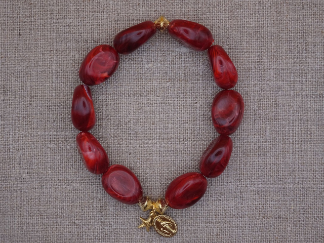 Bracelet perles Vierge Miraculeuse, grenat