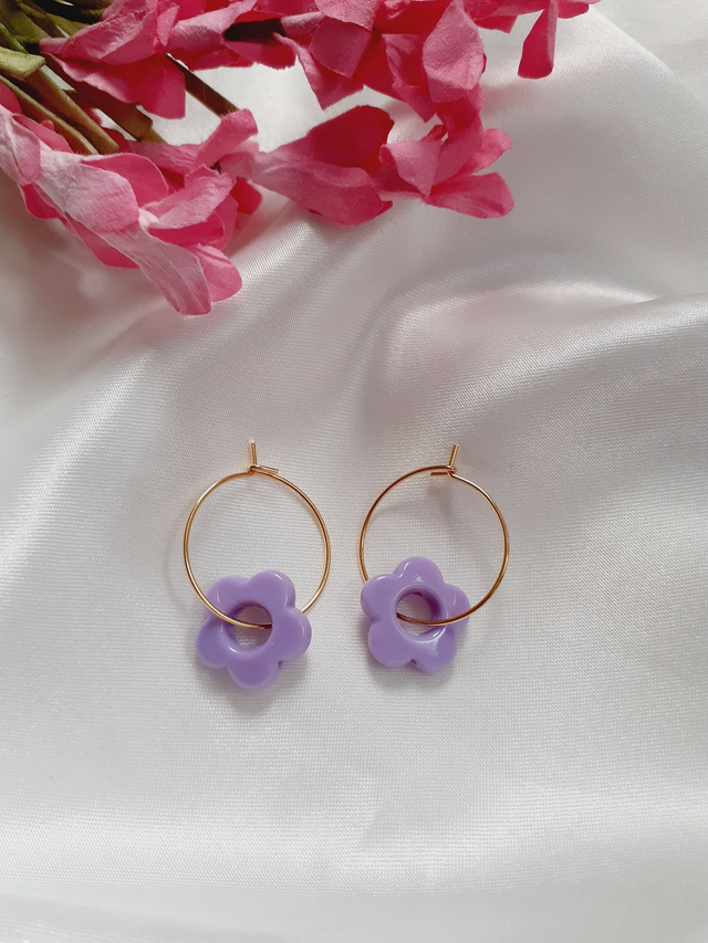 Boucles d'oreilles fleur violette