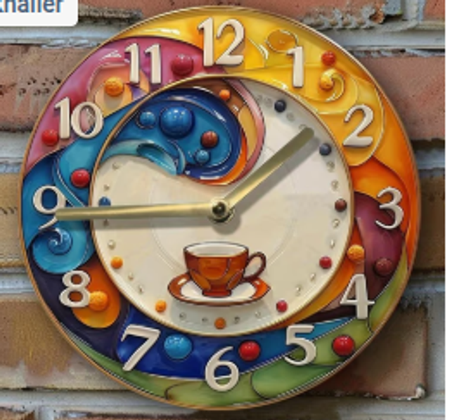 Vintage metalen klok koffie (20cm diameter)