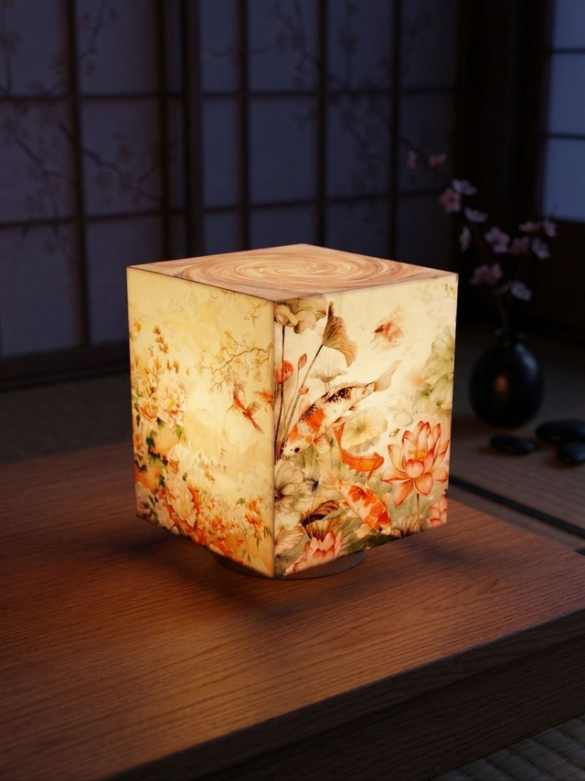 Lampe d'ambiance en cire 12x12cm - "Japon 1"