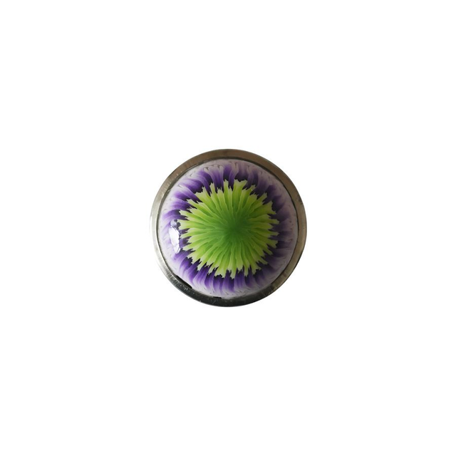 Bouton pression fleur violet vert