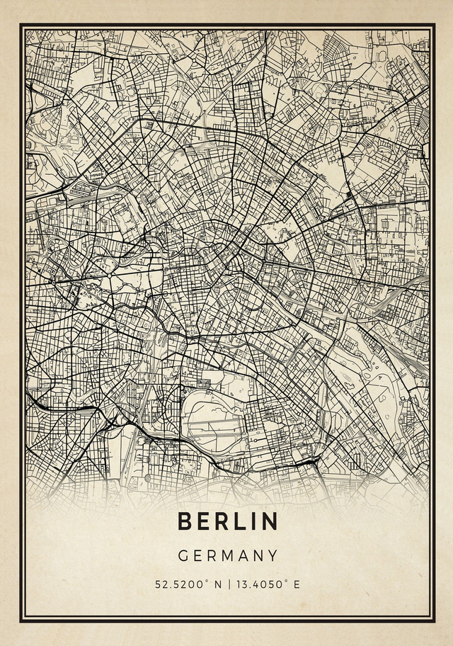 Minimalis Line Berlin Map Sepia A1