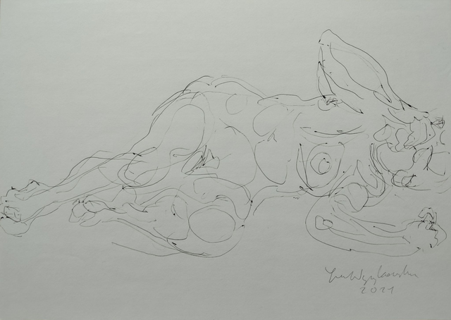 Studium aktu, 21x30 papier tusz 2021