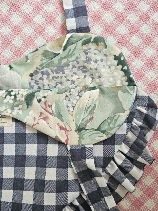 Tote bag coeur pliable en tissus upcyclés