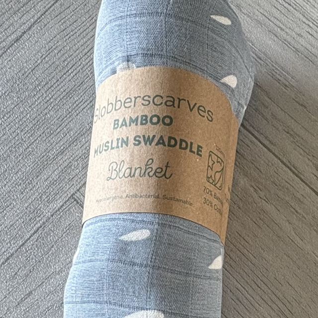 Blue Raindrops Bamboo Muslin Swaddle Blanket