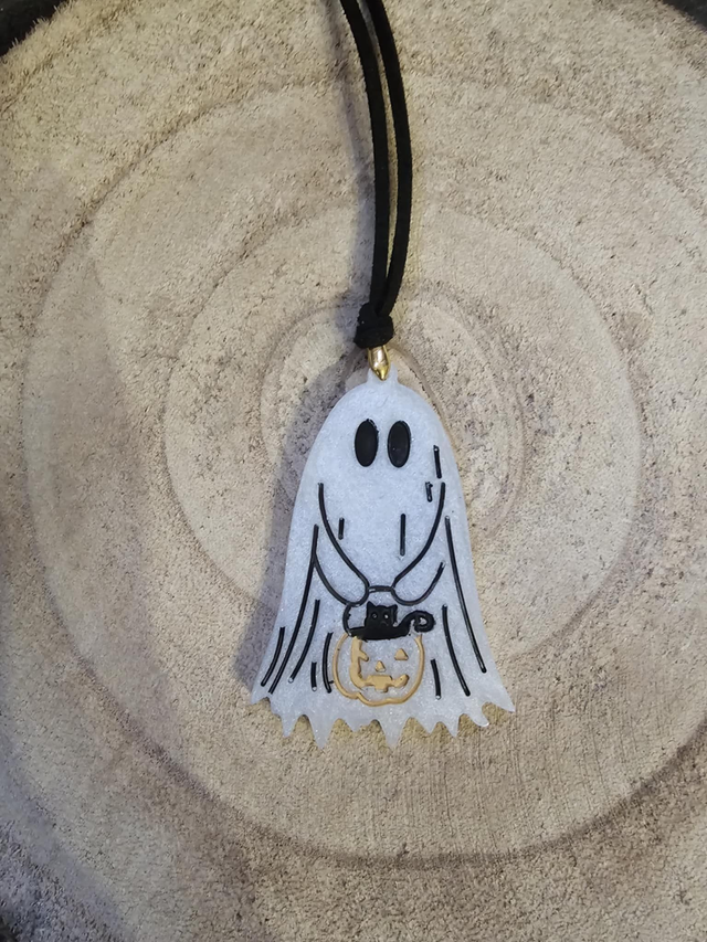 Fantôme blanc &amp; chat, citrouille 2